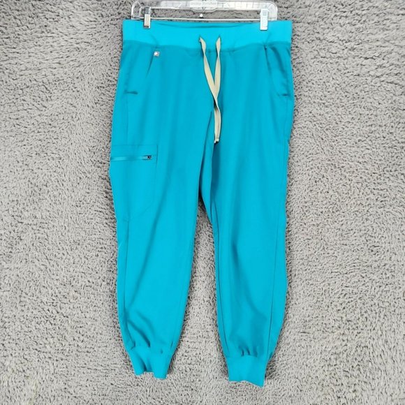 Figs Pants - Figs Pants Womens Medium Zamora Blue Stretch Mid Rise Drawstring Jogger Scrubs